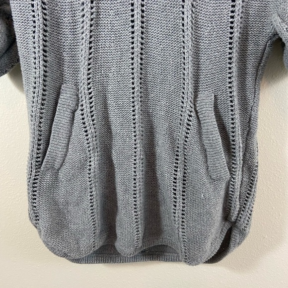 BCBGMaxazria Merino Wool Blend Cowlneck Open Knit Sweater Grey Womens Sz S - Picture 3 of 11